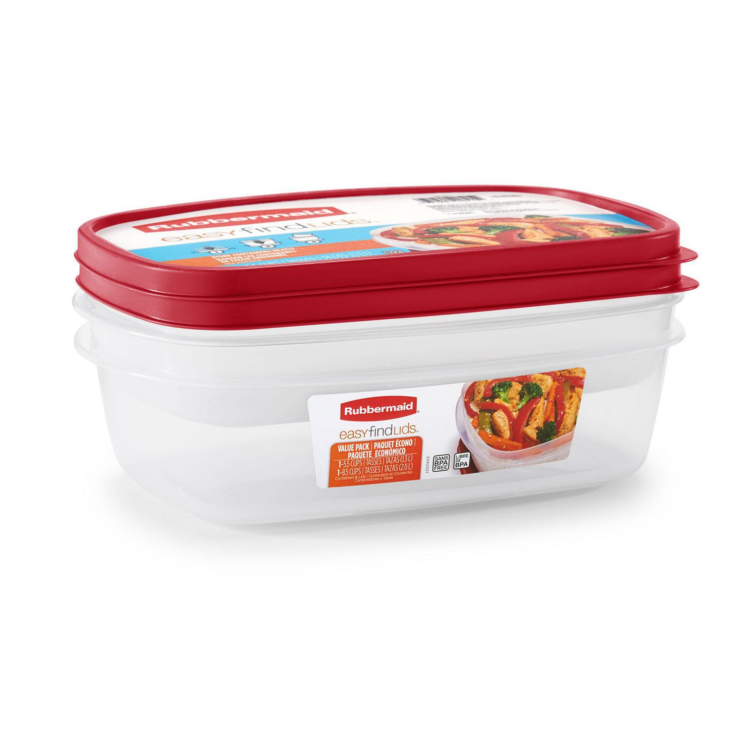Rubbermaid 1.3 L and 2 L Easy Find Lid Containers Value Pack, Red Walmart Canada