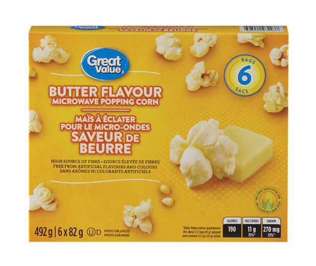 Great Value Butter Flavour Microwave Popping Corn Walmart Canada