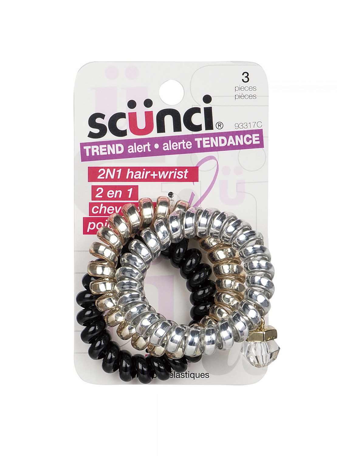 SCUNCI 3pk Cord Elastic Charm Bracelet/Ponytailer Walmart Canada