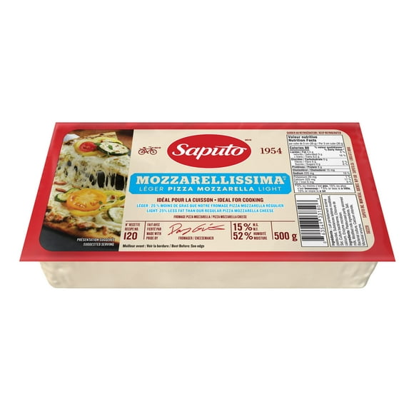 Saputo Light Mozzarellissima Pizza Mozzarella Cheese, 500 g