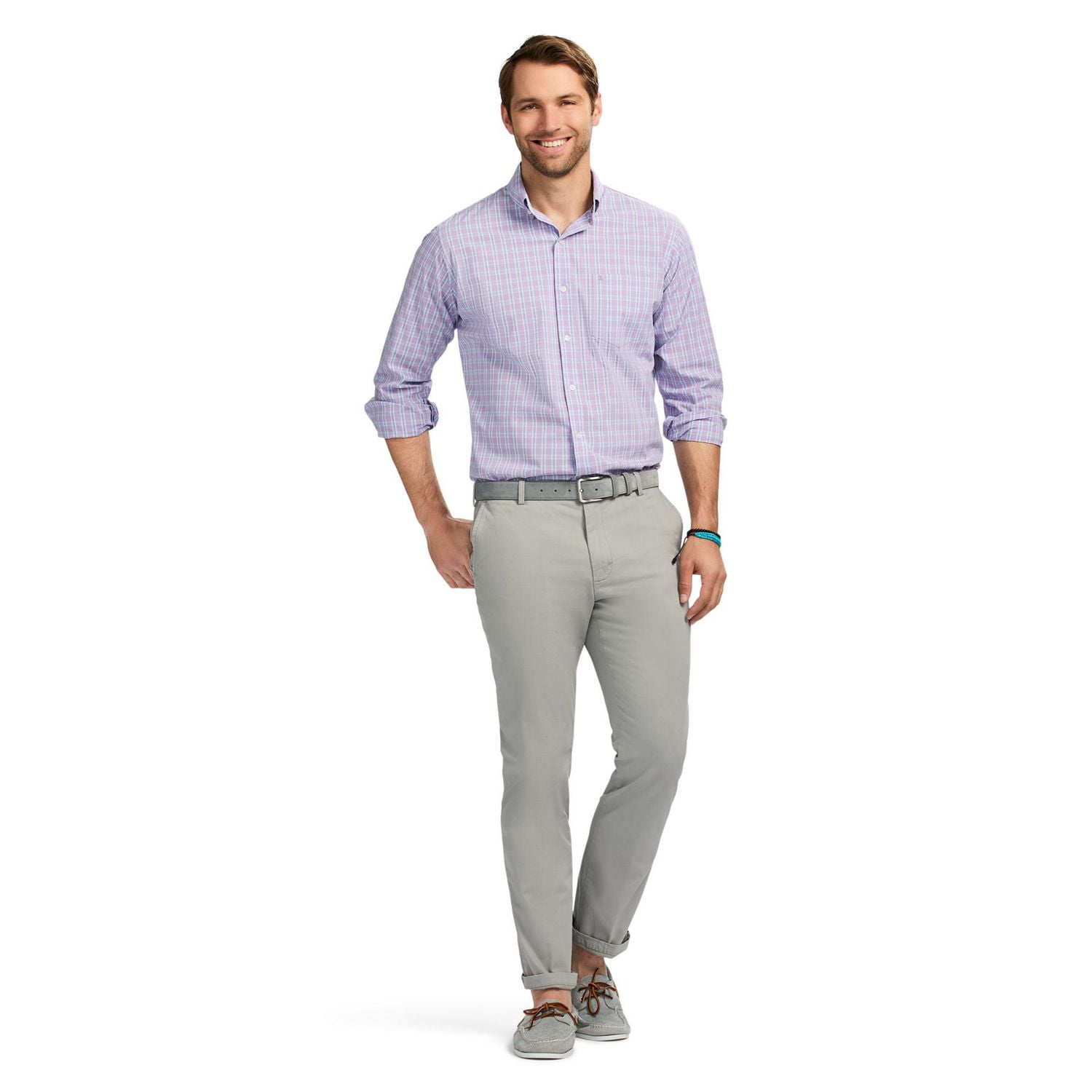 IZOD L/S Performance Plaid Woven Shirt