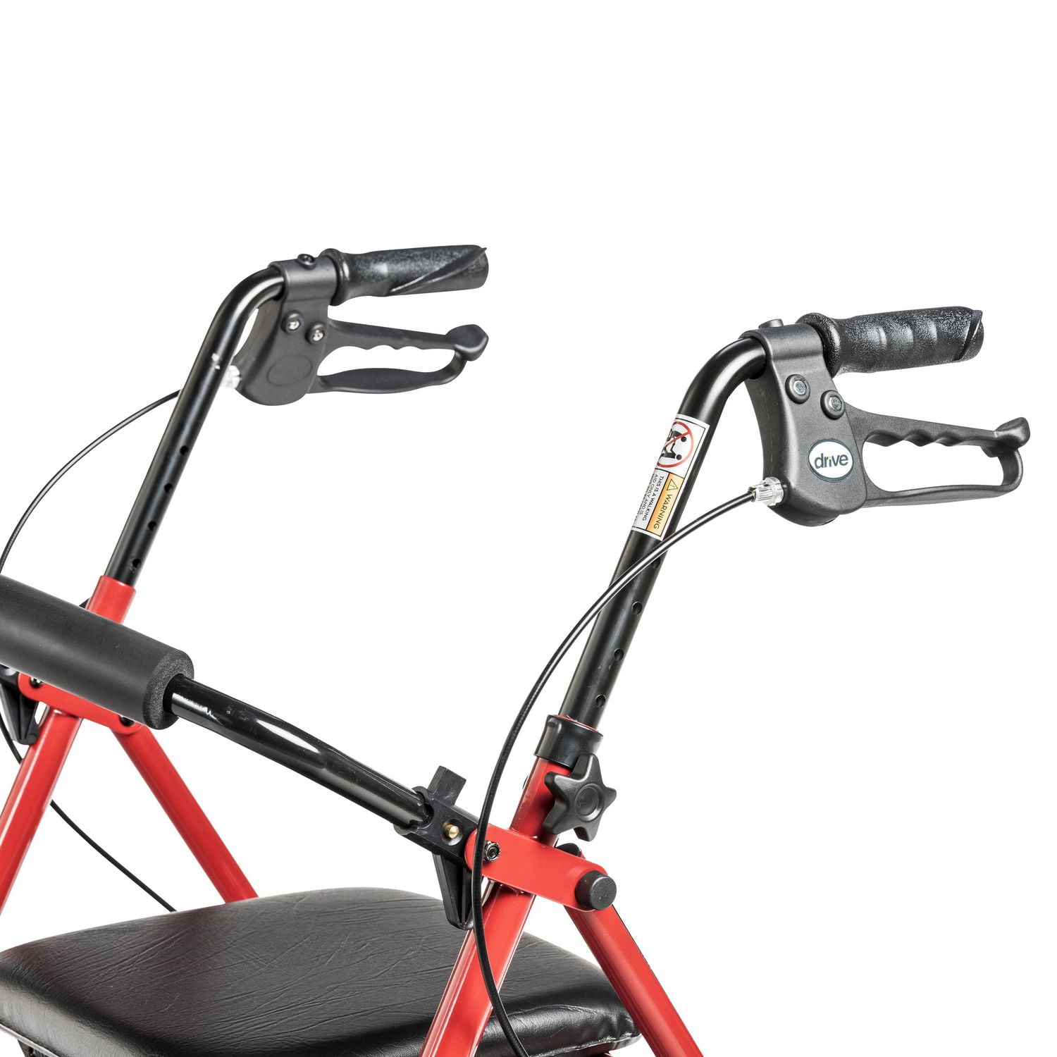Drive Medical Red Four Wheel Rollator Rolling Walker with Fold Up Removable Back Support