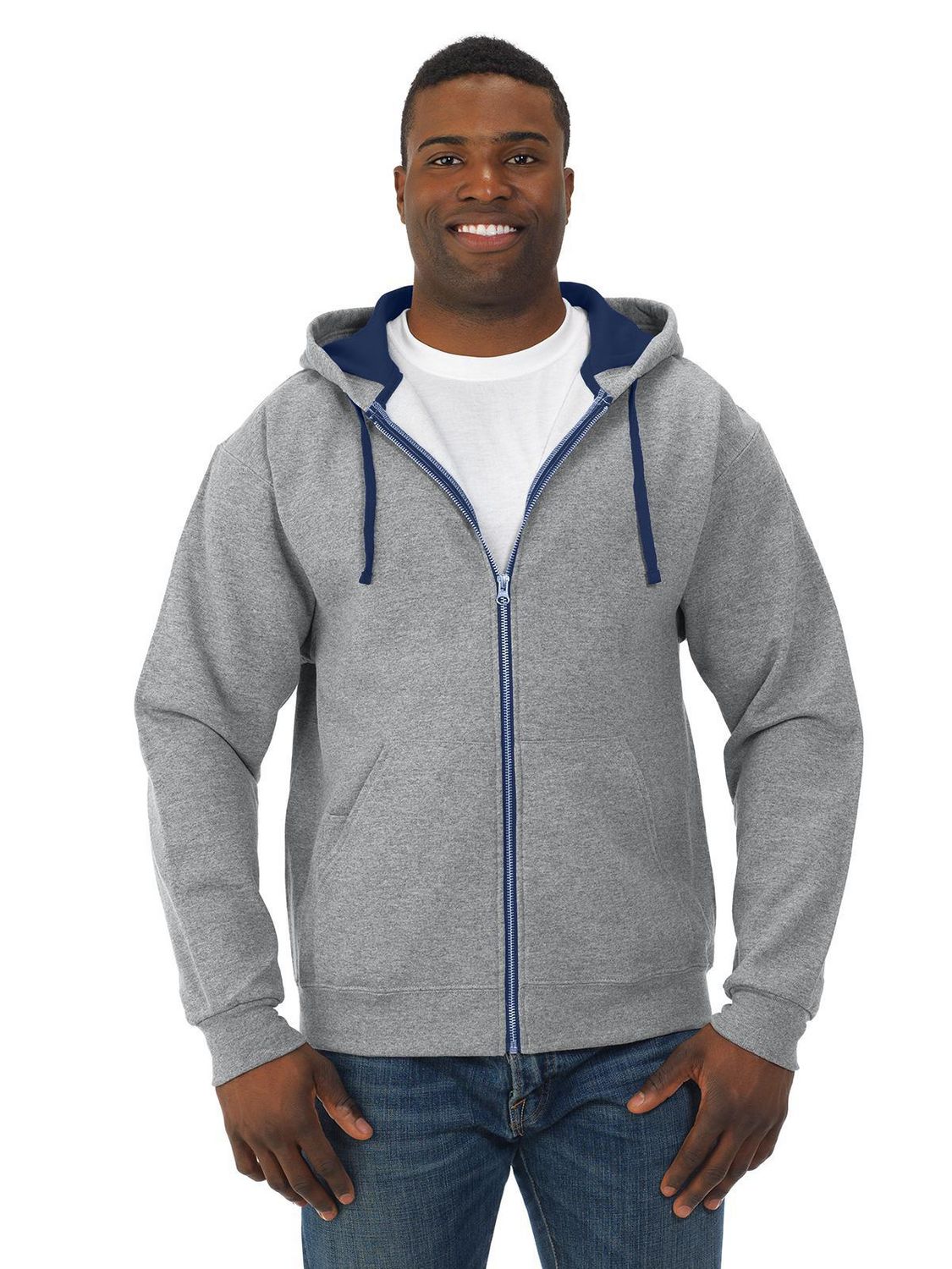 Jerzees NuBlend® Contrast Full-Zip Hooded Sweatshirt | Walmart Canada