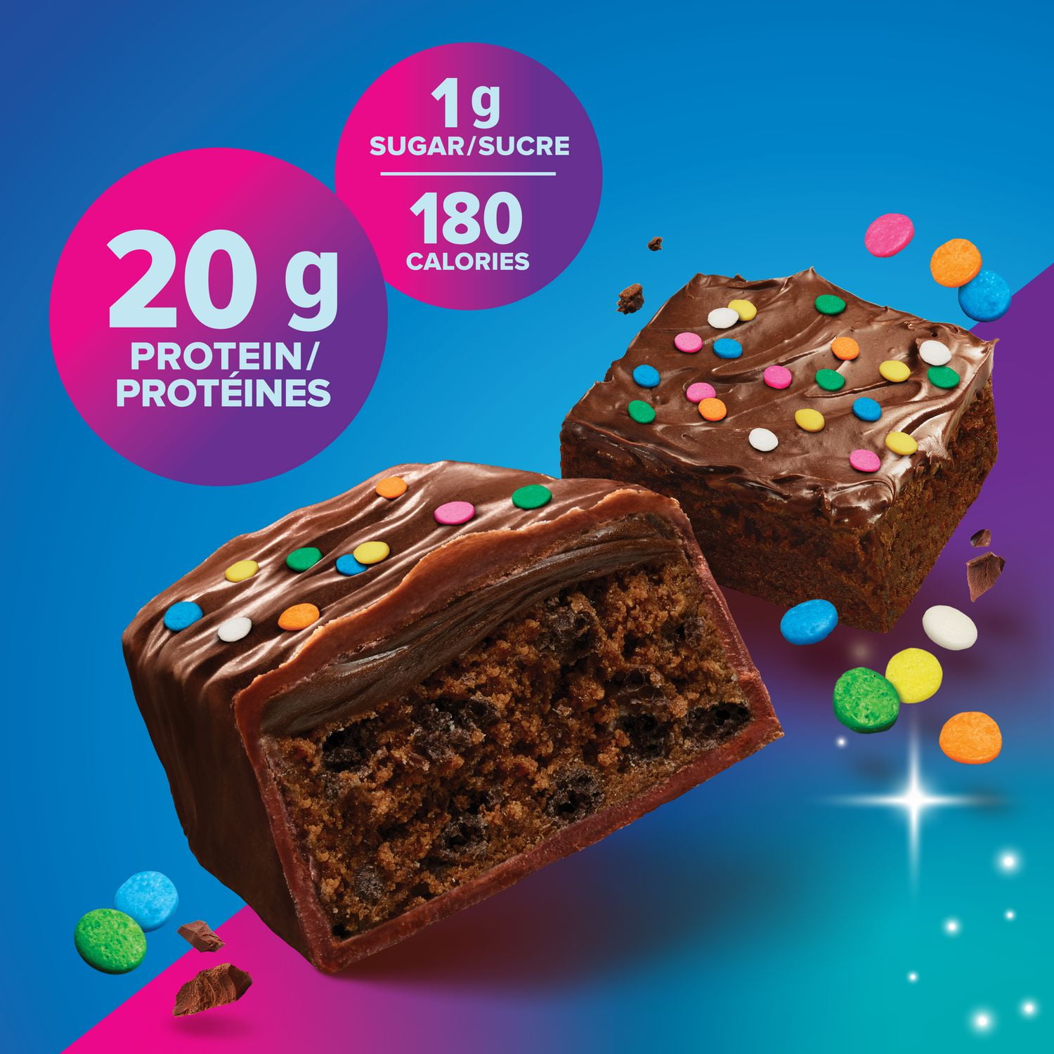 GALACTIC BROWNIE, 20 g of protein, gluten free, 6 X 50 g bars, New Look! Pure Protein bars feature the winning combination of high protein and great taste.