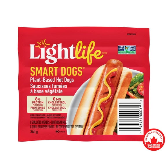 Lightlife Smart Dogs Plant-Based Vegan Hot Dogs, 340 g
