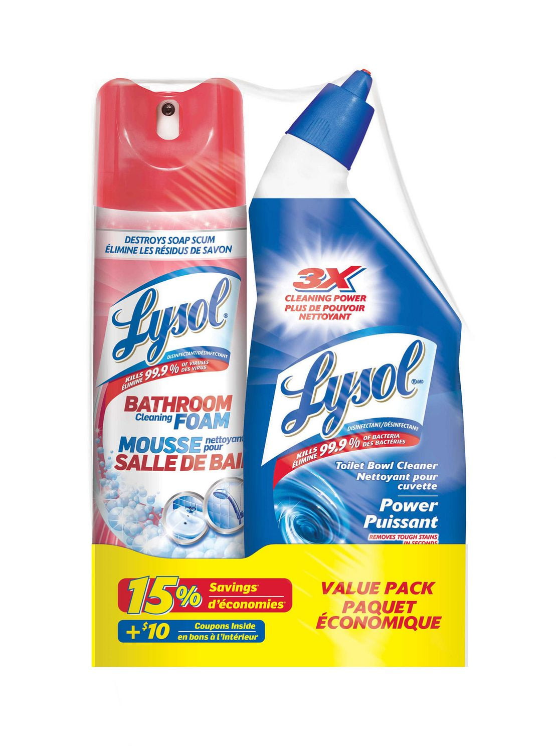 Lysol Bathroom Value Pack Bathroom Cleaning Foam and Toilet Bowl