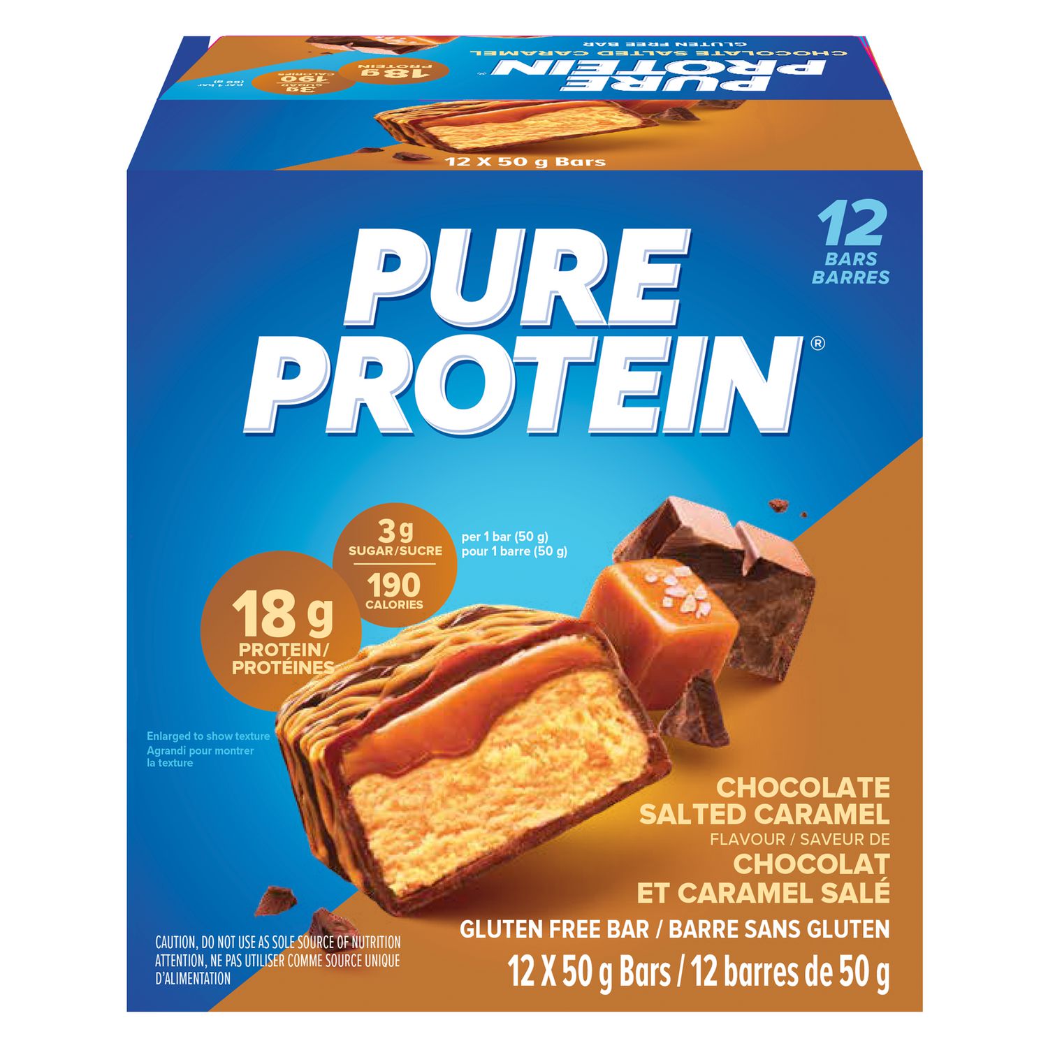 Pure Protein Chocolate Salted Caramel Protein Bars |18g Protein| Gluten Free | 12 x 50g Bars