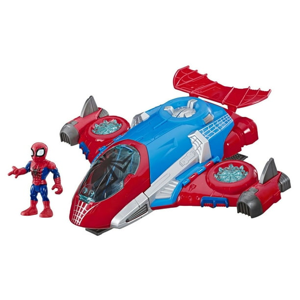 Playskool Heroes Marvel Super Hero Adventures - Jet QG Spider-Man, figurine  de 12,5 cm avec véhicule, jet jouet, jouets à collectionner pour enfants à