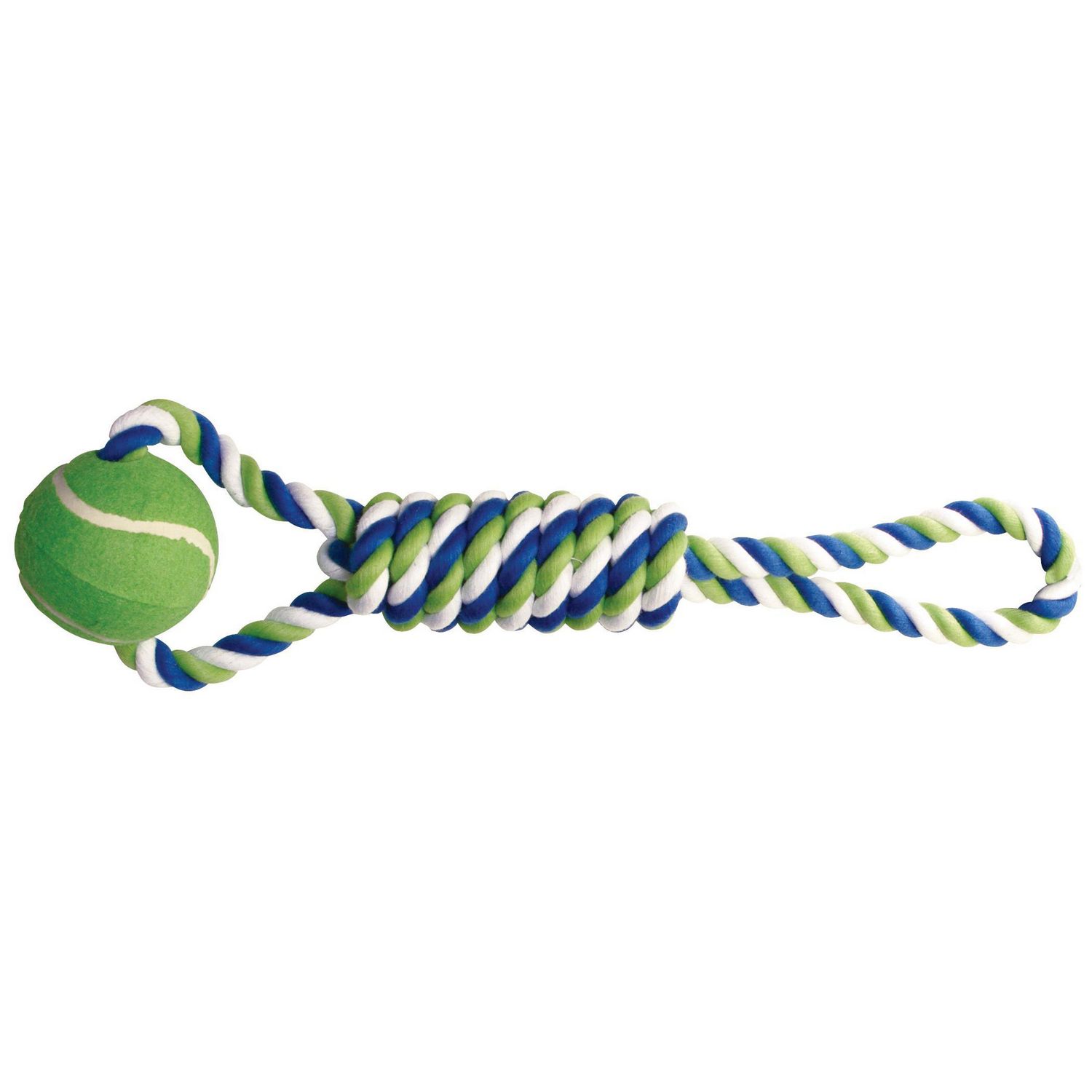 12-Inch Dogit 72367 Pink Cotton Rope Bone with Tennis Ball