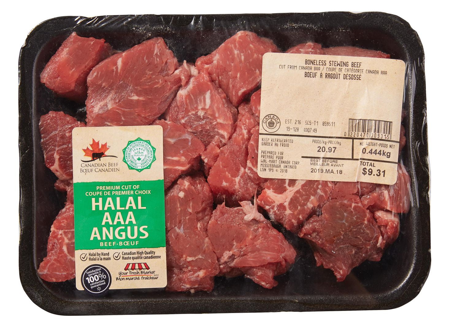AAA Angus Halal Beef Stewing Cubes, Your Fresh Market Walmart Canada
