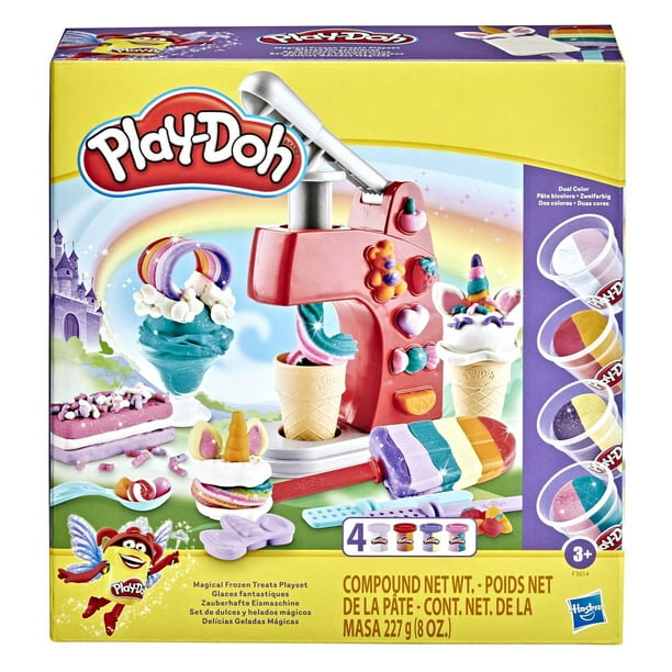 Play-Doh Glaces fantastiques avec 14 outils et 4 pots de pâte atoxique  bicolore, dont 2 pailletées, pour enfants, dès 3 ans 