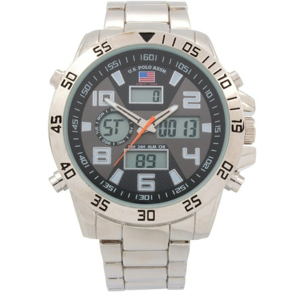 U.S Polo Assn. Men's Ana-Digi Silvertone Watch with Metal Band