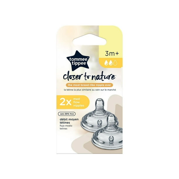 Tommee Tippee Closer to Nature Medium Flow Baby Bottle Nipples, 6+ months,  2 Count 