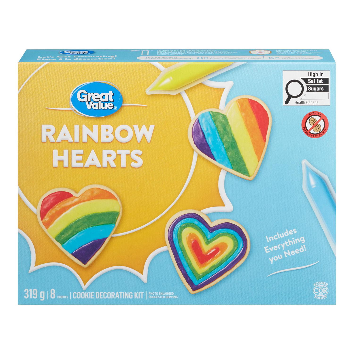 Great Value Rainbow Hearts Cookie Decorating Kit
