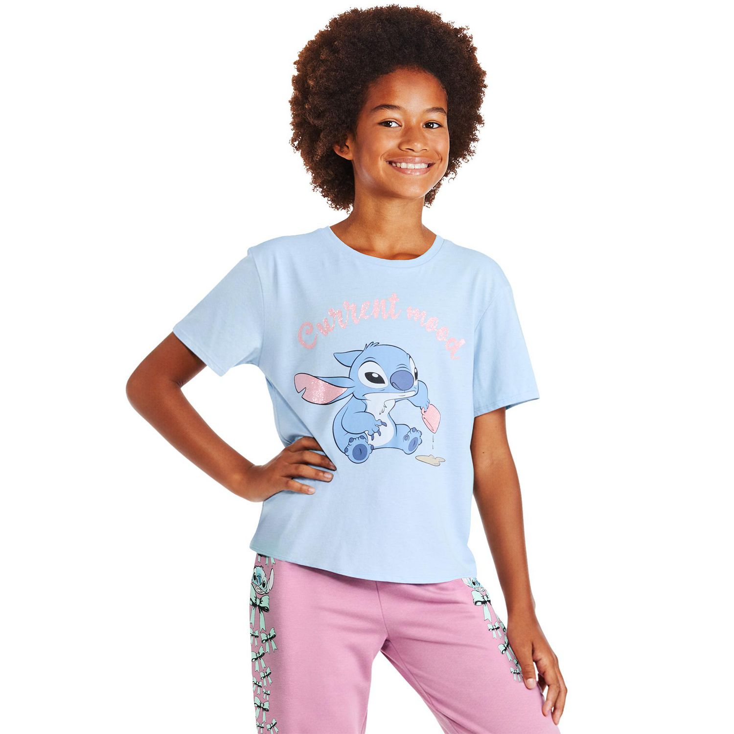 T-shirt à imprimé graphique Stitch Disney pour filles