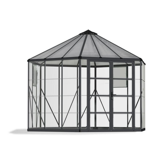 CANOPIA by PALRAM Oasis 12 ft. Greenhouse Kit - Grey Structure & Hybrid Panels (94.2 sq. ft.)