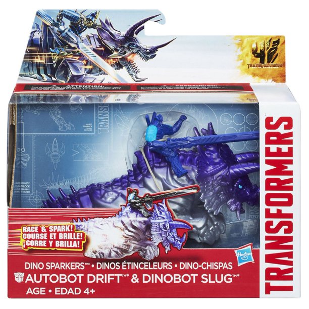 Transformers L'ère de l'extinction - Autobot Drift et Dinobot Slug Dino Étinceleurs