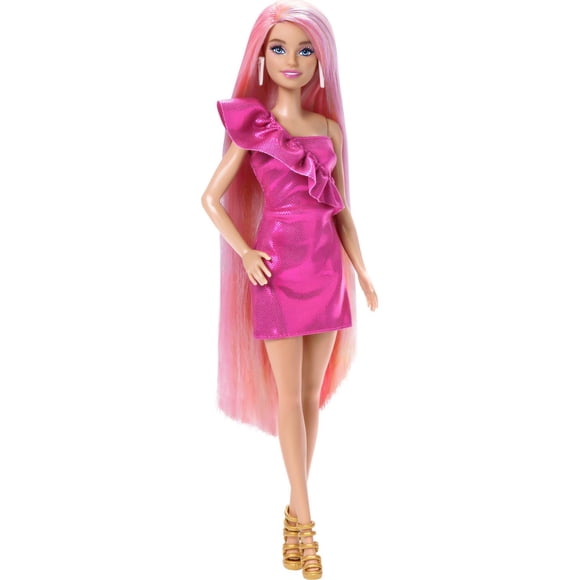 Barbie Fun & Fancy Hair Doll with Extra-Long Colorful Blonde Hair and Styling Accessories