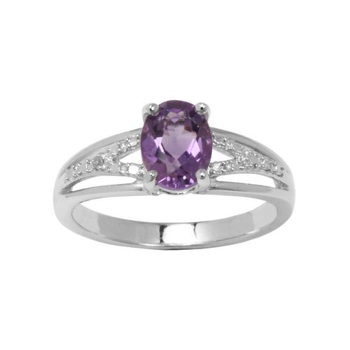 PAJ Sterling Silver Genuine Amethyst Ring with Diamond Accent | Walmart ...