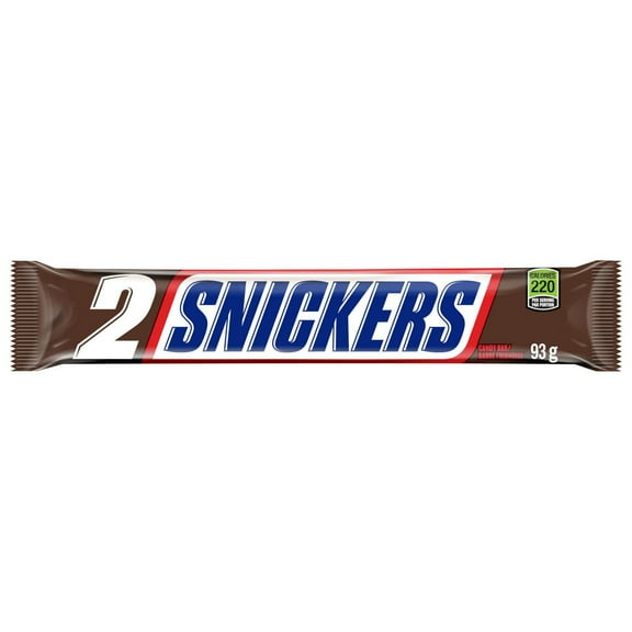 SNICKERS, Peanut Milk Chocolate Candy Bars, 2 Piece King Size Bars, 93g