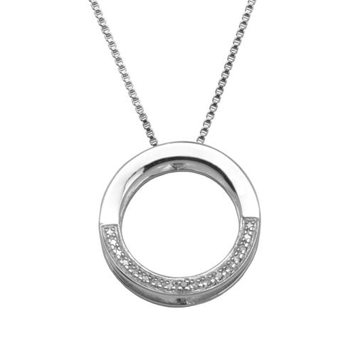 Pendentif circulaire en argent sterling avec accents de diamants