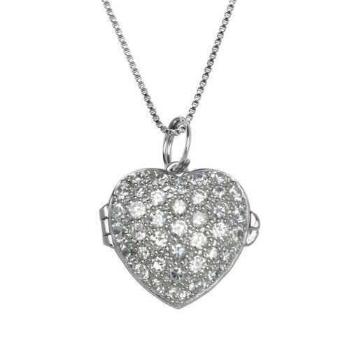 Sterling Silver Cubic Zirconia Puff Heart Locket | Walmart Canada