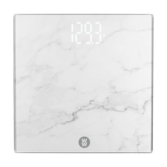 Weight Watchers Hidden Display Marble Design Glass Scale, Bathroom Scale