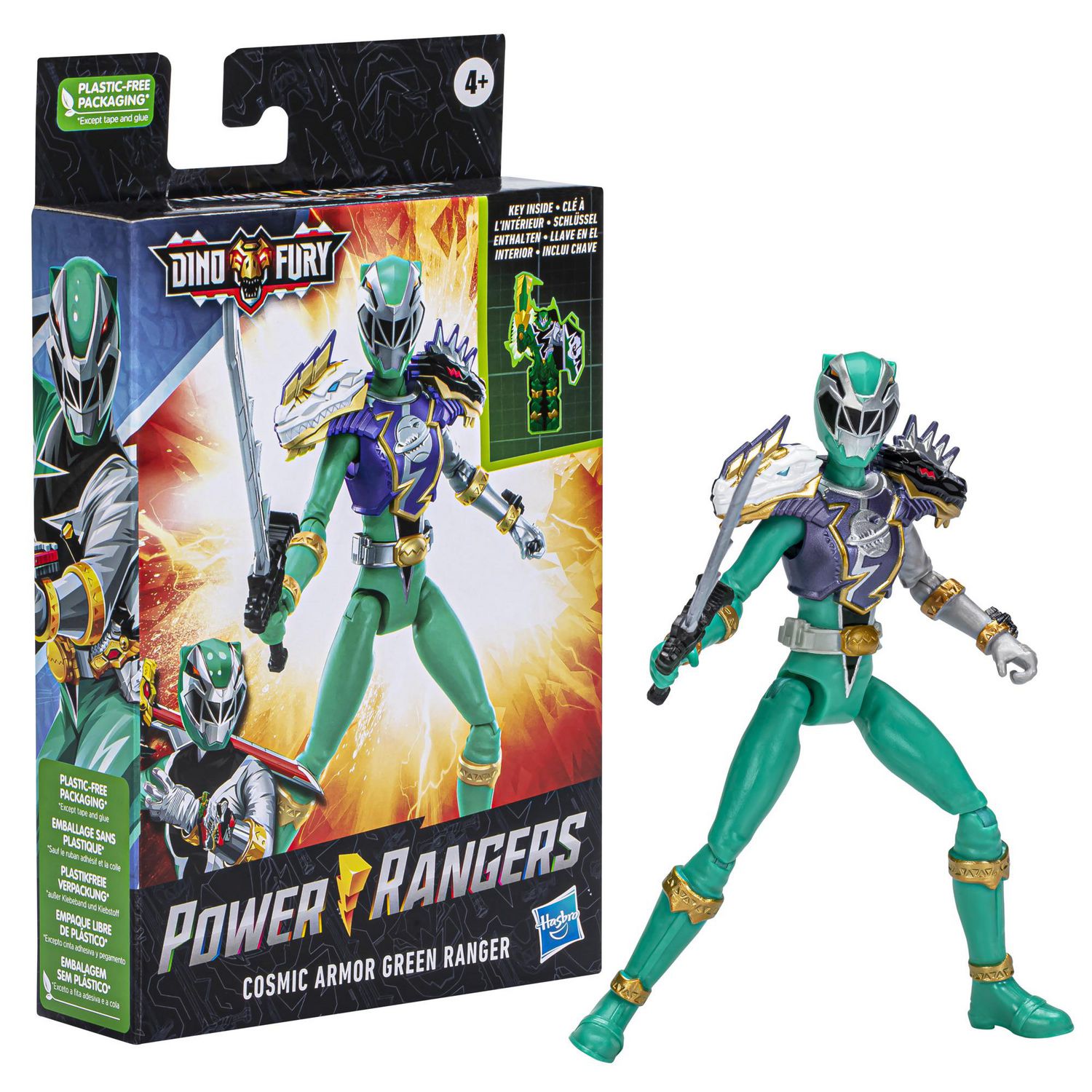 Power Rangers Dino Fury Cosmic Armor Green Ranger, 6-Inch Power