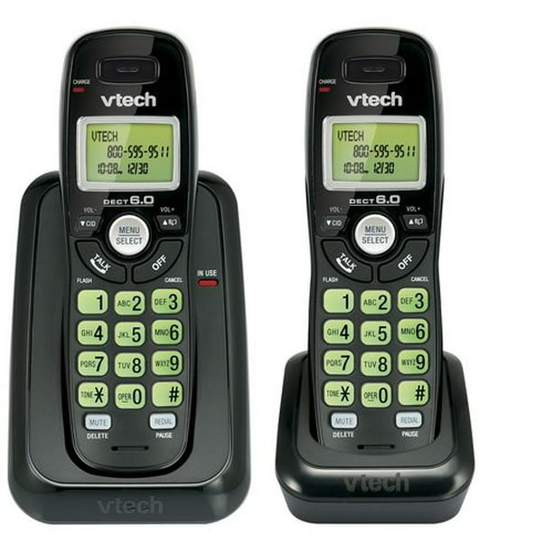 VTech CS6114-21 Téléphone noir sans fil à deux combinés avec afficheur