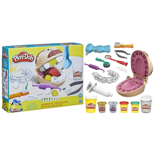 Play-Doh Cabinet dentaire pour enfants avec 8 pots de pâte à modeler  atoxique aux couleurs assorties, dès 3 ans 