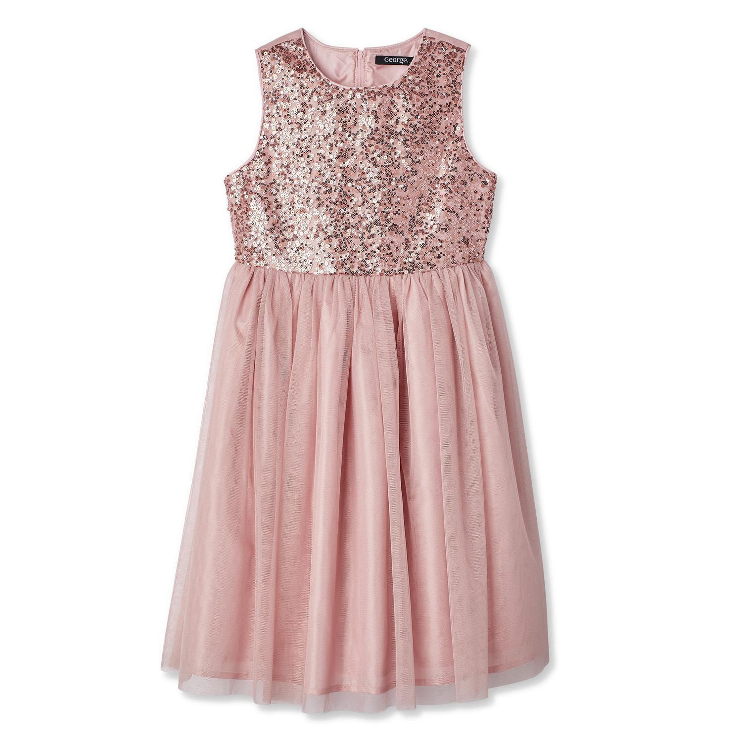 George Girls' Sequin Bodice Dress with Mesh Skirt