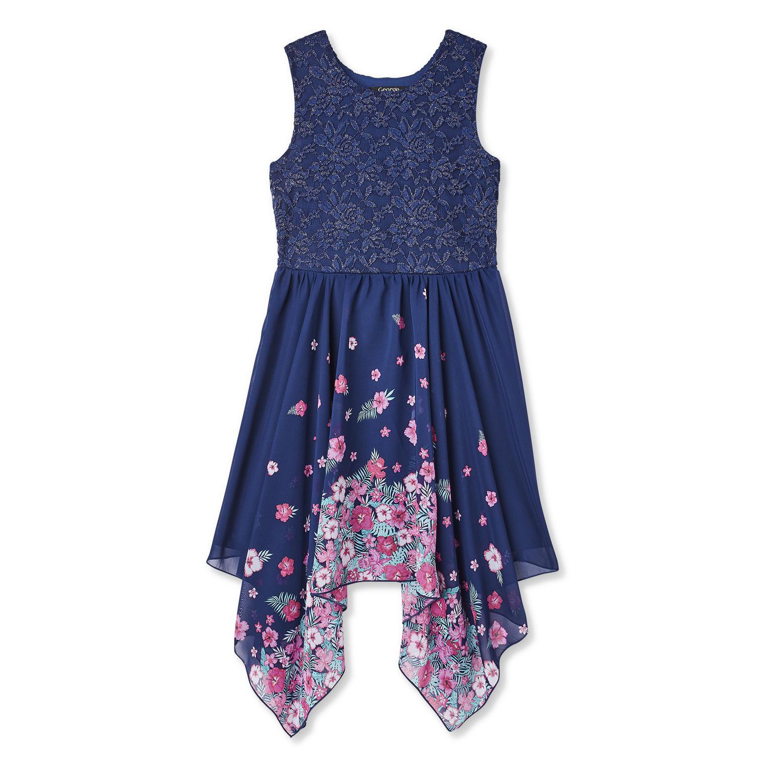Robe florale avec dentelle scintillante George pour filles