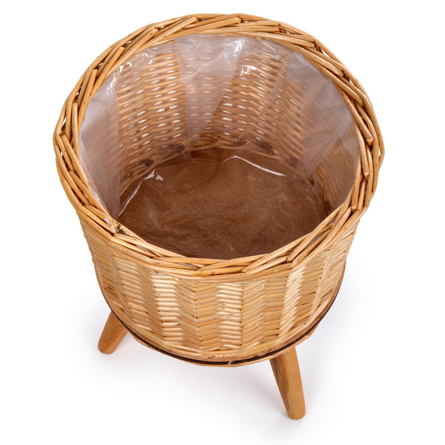 Rattan Basket Fishing Vase Backpack Wicker Fruit Round Planter