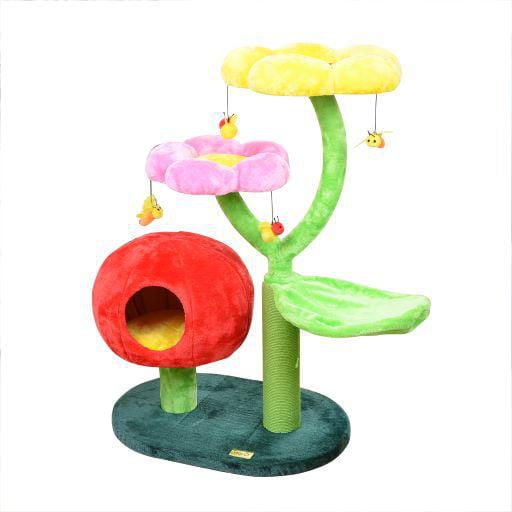 Catry Gum Drop Garden-Style Cat Tree with Flower Perches, Hammock, & Condo