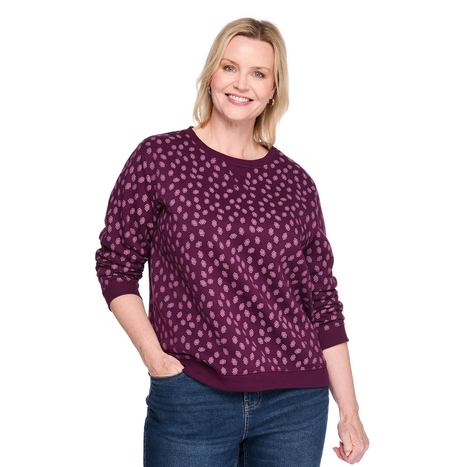 Coton ouaté à encolure ras du cou Karen Scott Plus pour femmes