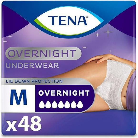 TENA Culottes de nuit pour femmes, Medium, 48 Count.