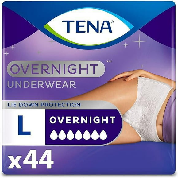 TENA Culottes de nuit pour femmes, absorption super, Grande, 44 compter.