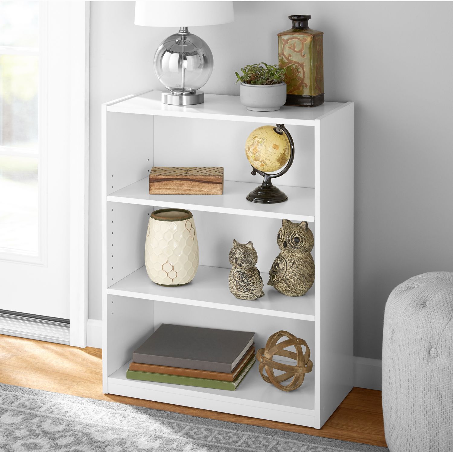Mainstays 3-Shelf Bookcase with Adjustable Shelves, Multiple Colors,  Adjustable shelves, 31” tall