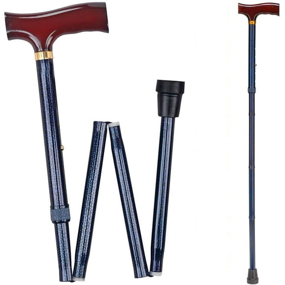 Duro-Med Designer Folding Walking Cane, Adjustable Walking Cane, Blue Ice
