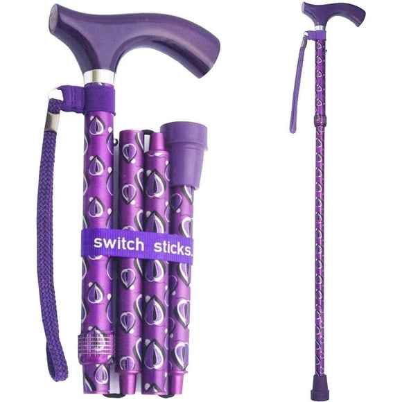 Switch Sticks Aluminum Adjustable Folding Cane and Walking Stick collapses and adjusts from 32 to 37 inches, Viking