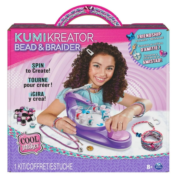 Cool Maker, KumiKreator Bead & Braider, Coffret de fabrication de colliers et de bracelets d'amitié, Jouets d'art pour filles à partir de 8 ans KumiKreator Perle &amp; Tresse