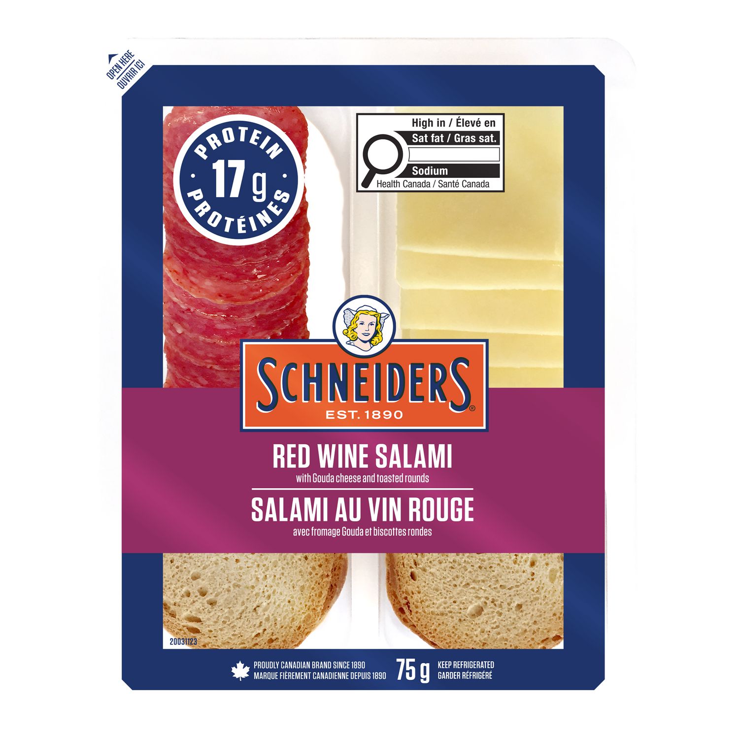 Schneiders Dry Cured Red Wine Salami Snack Kit, 75 g