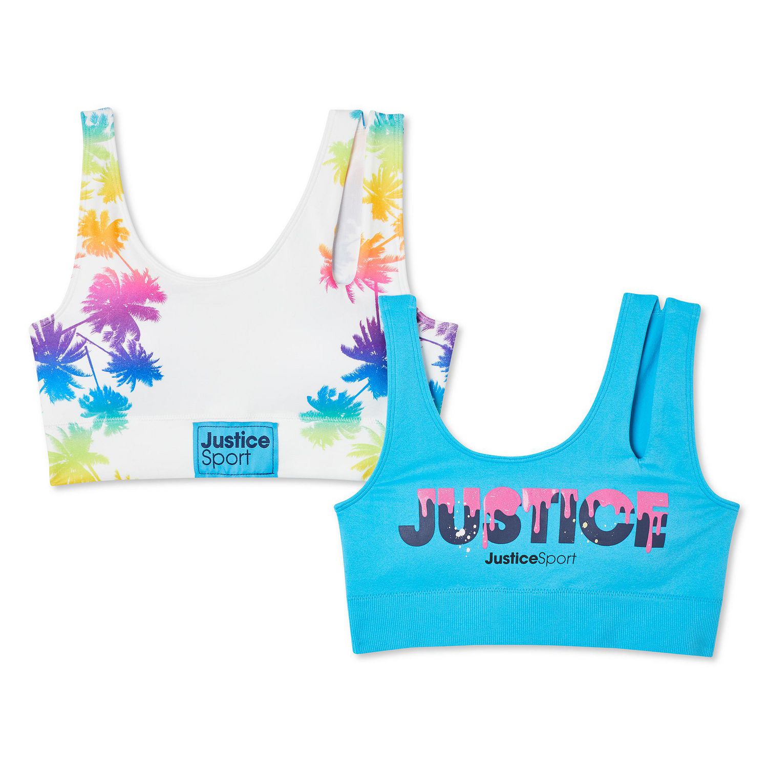 NWT Justice Girls Sports Bra SET 2 pc Black Swimsuit UPF 50+ Size