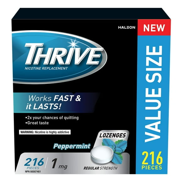 Thrive Pastilles 1mg, Remplacement de la Nicotine Menthe poivrée, 216 ct