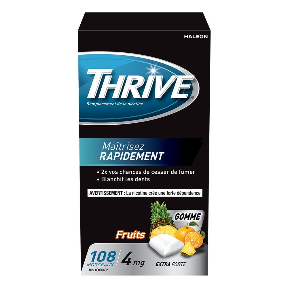 Thrive Gum 4mg Extra Strength Nicotine Replacement, Fruit, 108 count