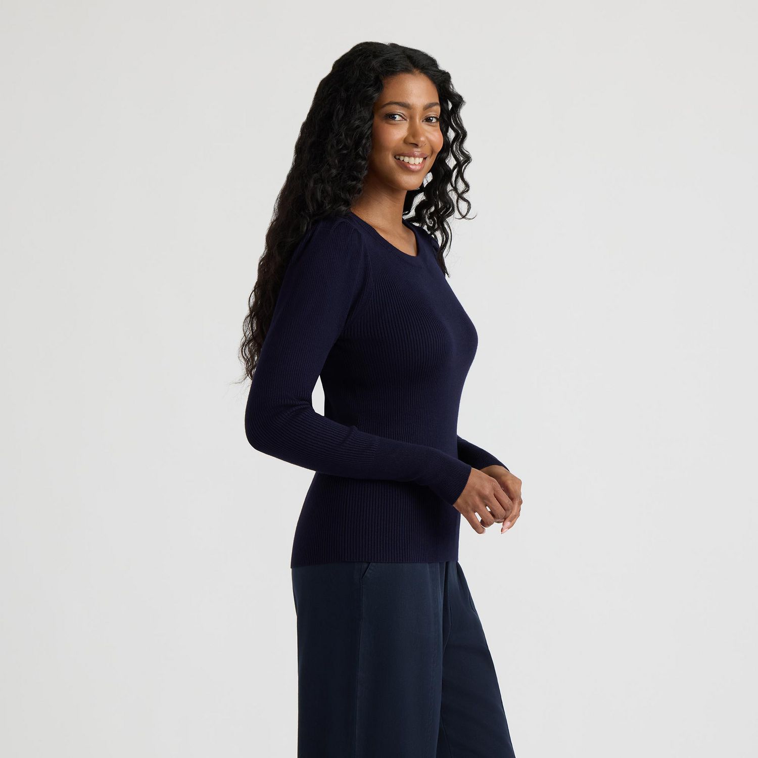Haut à col rond avec manches bouffantes froncées de Mexx pour femmes