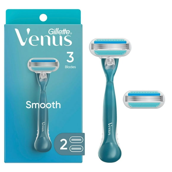 Venus Smooth Women's Razor with Reusable Razor Handle + 2 Razor Blade Refills, 1CT