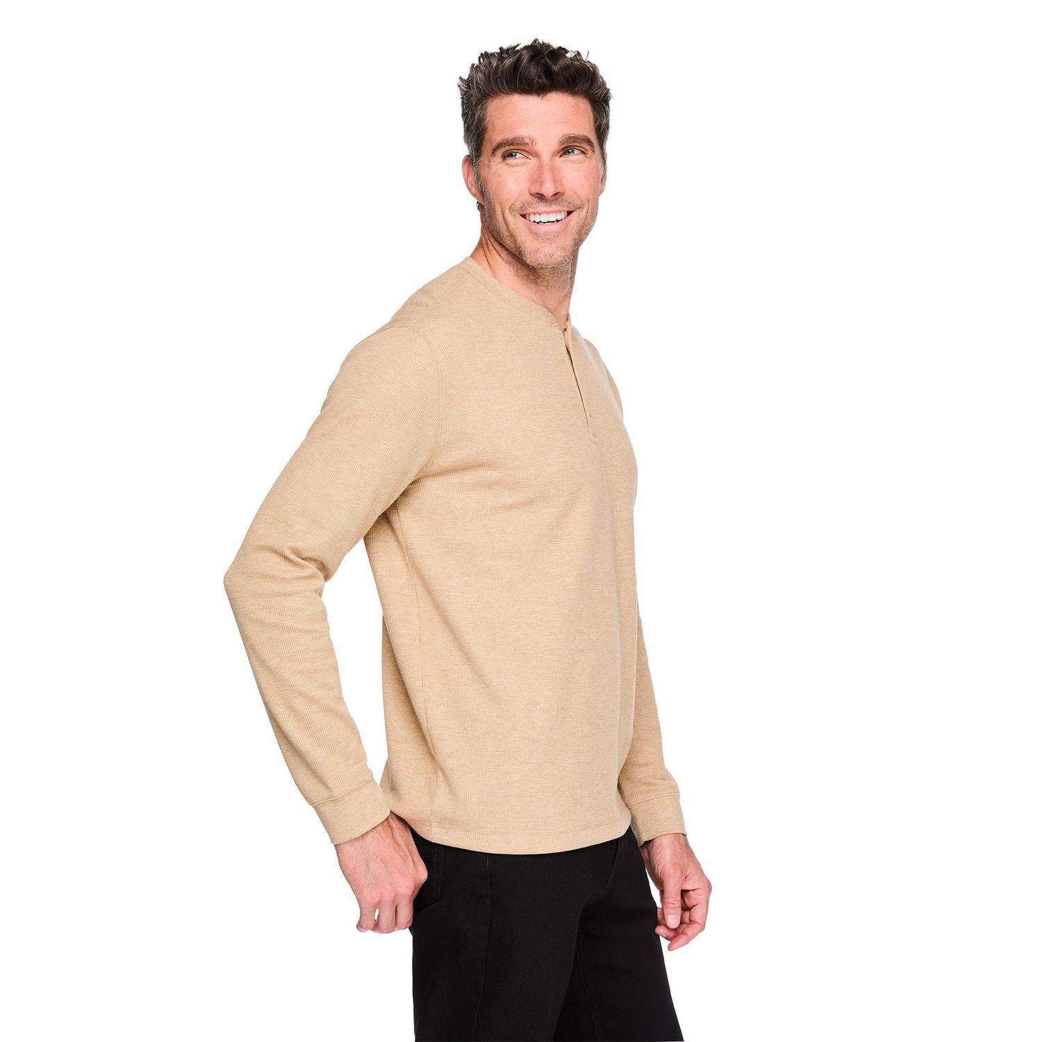 T-shirt à col henley et manches longues George pour hommes