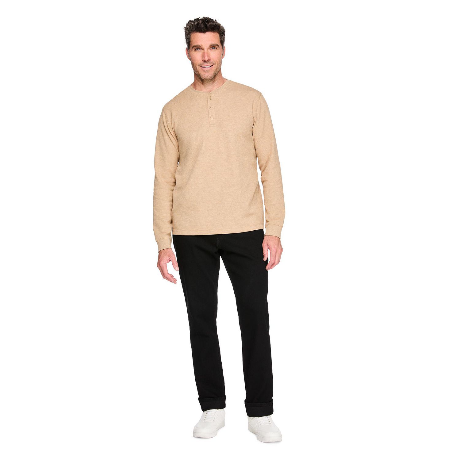 T-shirt à col henley et manches longues George pour hommes