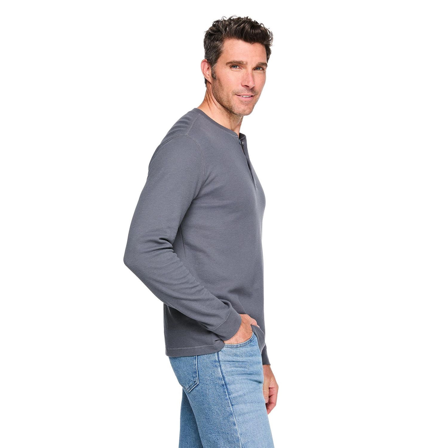 thumbnail image 2 of George Men's Long-Sleeve Henley T-Shirt, 2 of 6